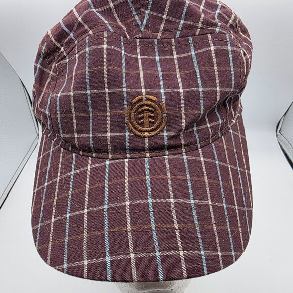 Element Crowns Plaid Adjustable Unisex Hat Brown Check Pattern Cap Casual - Picture 9 of 9